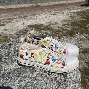 Canvas Martini Cocktail Sneakers Size 10 Women 7.5 Men It's 5 O' Clock Somewhere